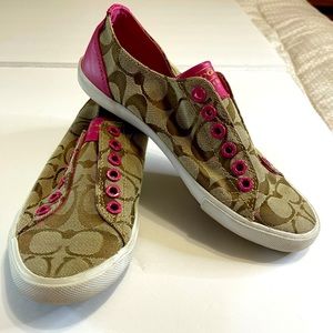 Coach sneakers size 6.5 pink and tan